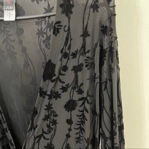 Long Black Velvet Burnout Top